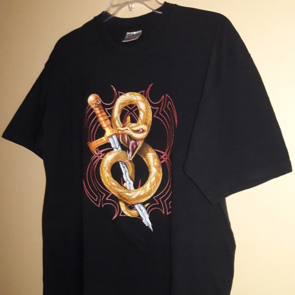 VINTAGE Black Graphic T-Shirt Sz XL Biker Blowout - Picture 3 of 8